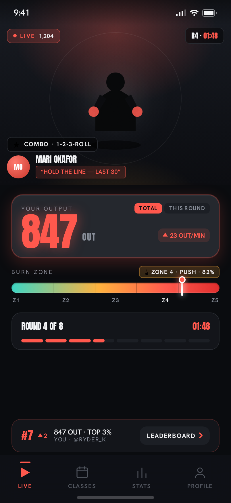 Live Ride screen